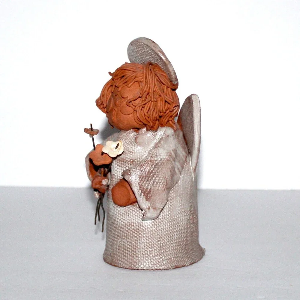 Vintage Clay Pottery Studio Figurine Angel Choir folk art sculpture terracotta